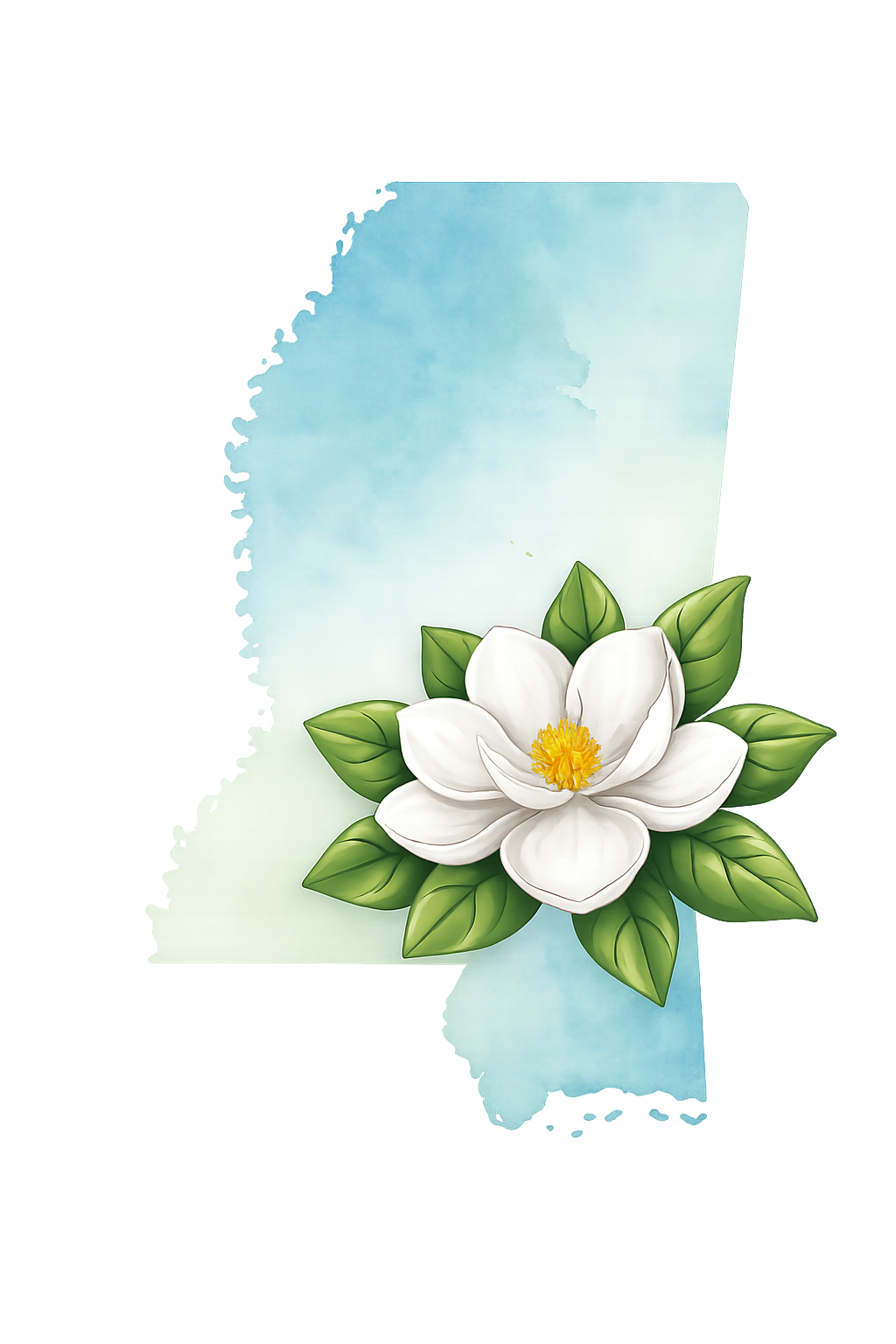 magnolia flower in the state shape background transparent